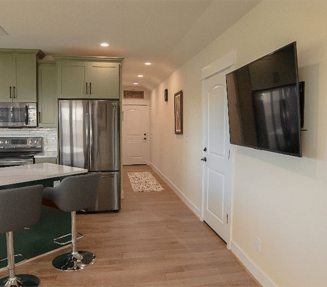 Kitchen and hall