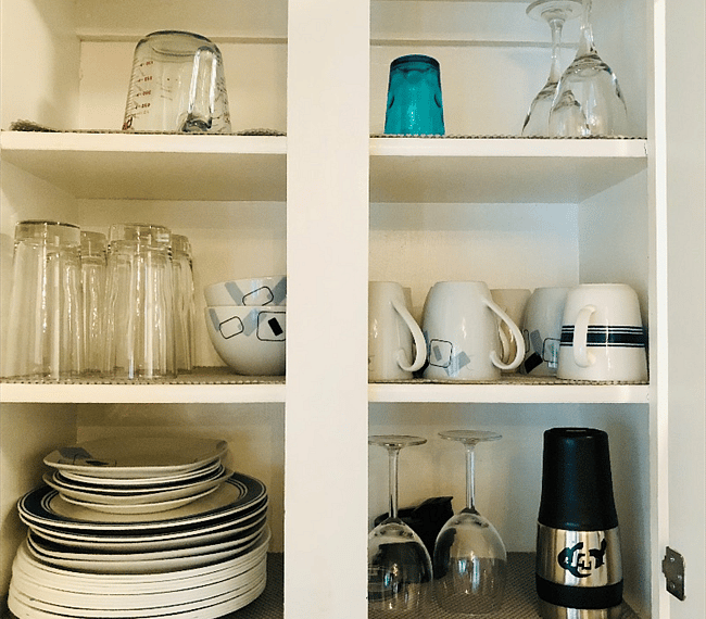 Get your inner chef on ...plenty of pots, pans, dishes, glasses and lots of utensils to cook, bake and create!