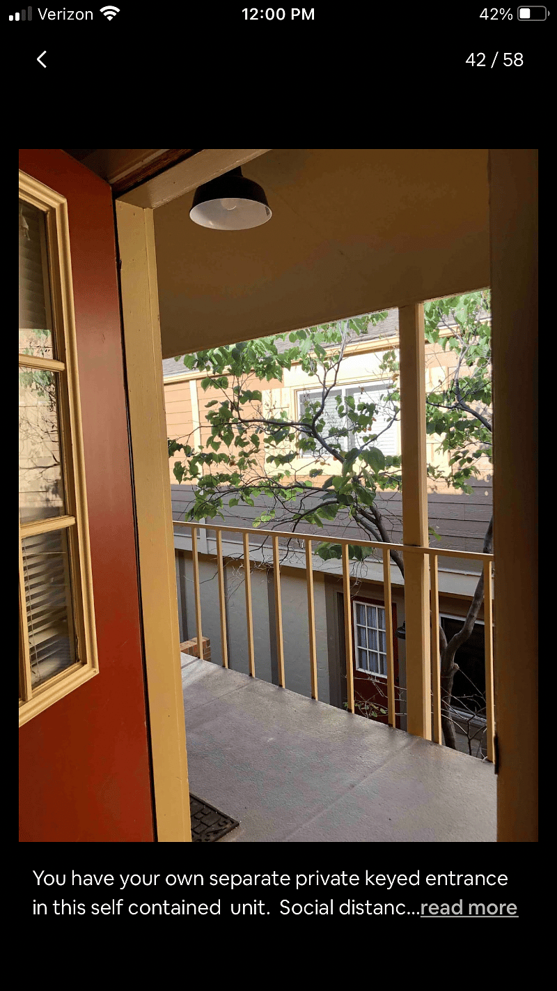 You have your own separate private keyed entrance in this self contained unit so you can social distance in style with no shared surfaces!