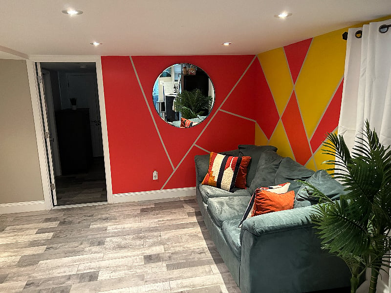 Beautifully decorated living room w/ selfie stick