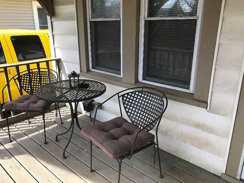 There is a bistro set on the porch for you to use.