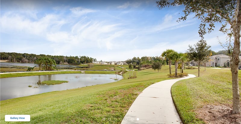 Running trails inside the community around the lake