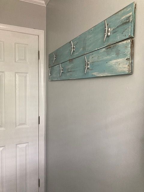 Towel rack in bathroom