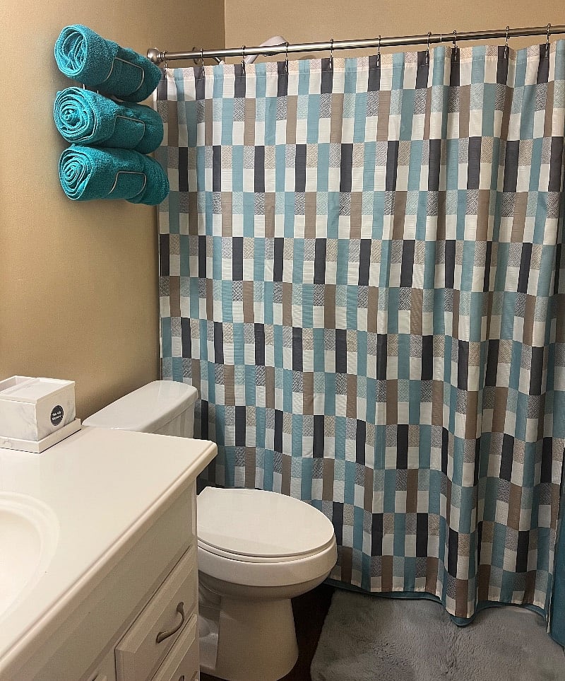 Alternate shower curtain, depending on decor preference :-)