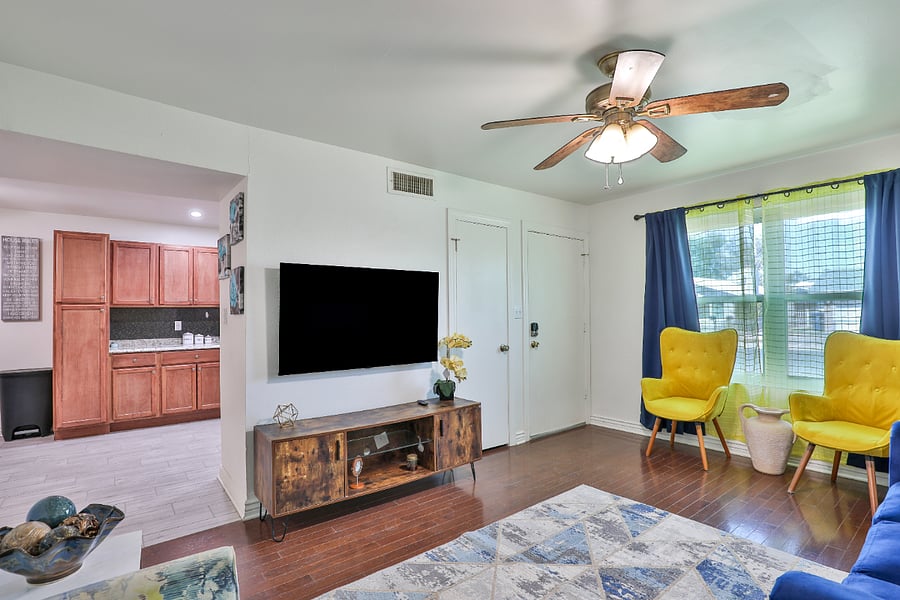 Living Room with 65 inch TV