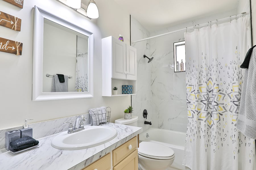 Full bath with a bathtub for you to soak