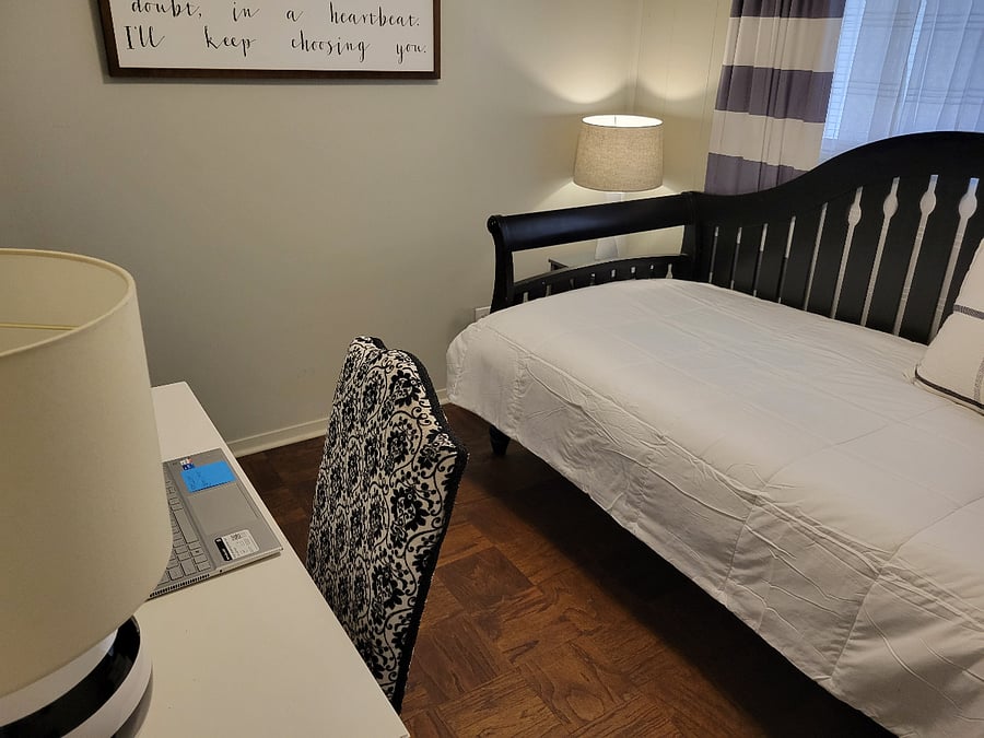 The 3rd bedroom doubles as as office/guest room.  It's set up as an area to relax after review work/school documents.