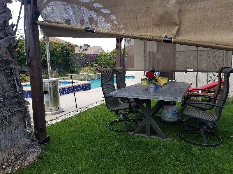 outdoor table and pool
