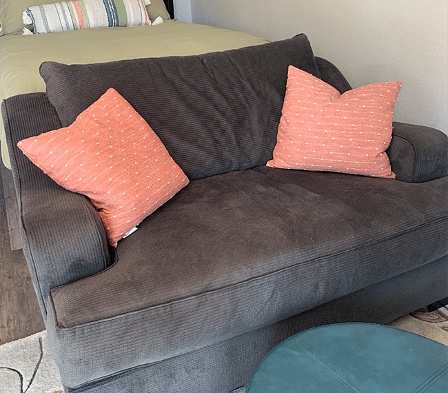 Down filled love seat