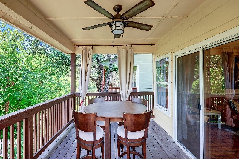 This patio has a fan and is amazing year around rain or shine.