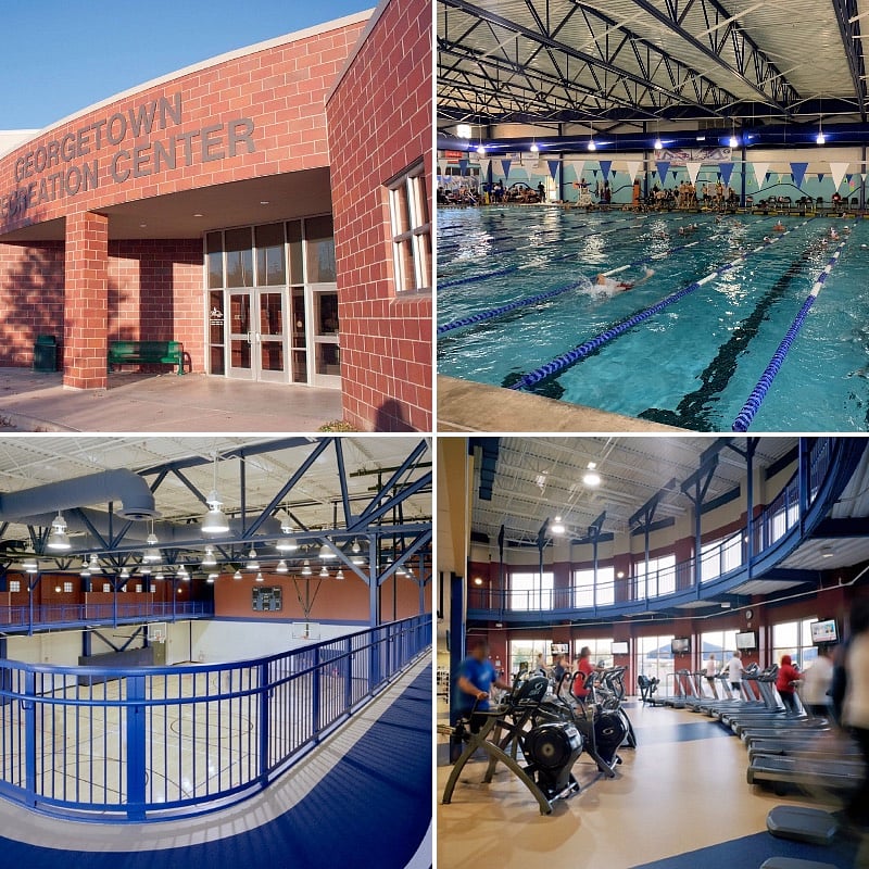 1/2 mile to the Georgetown Rec Center for indoor lap pool or jogging trail, exercise classes, indoor pickleball and more