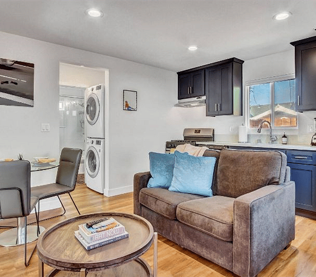 Dining nook and open concept kitchen.