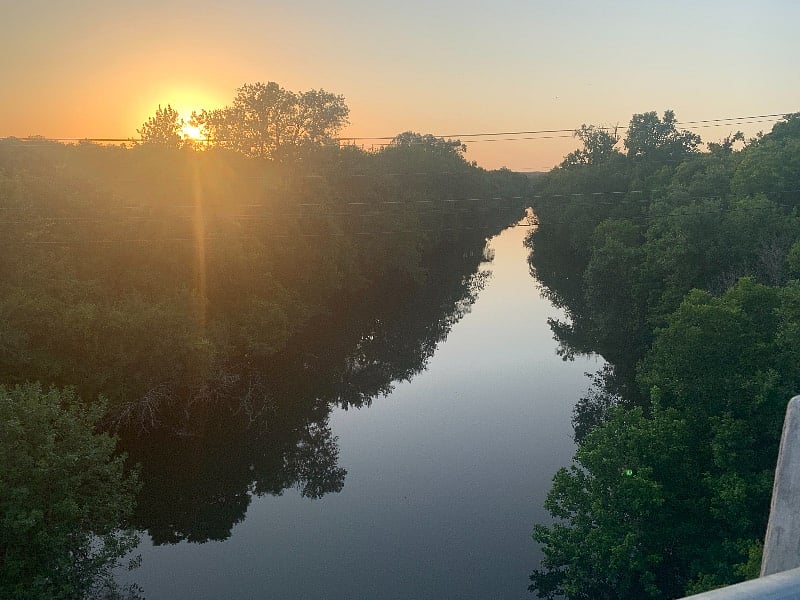 ... and sunset from the back or a few houses down from the Leon River bridge pictured here.