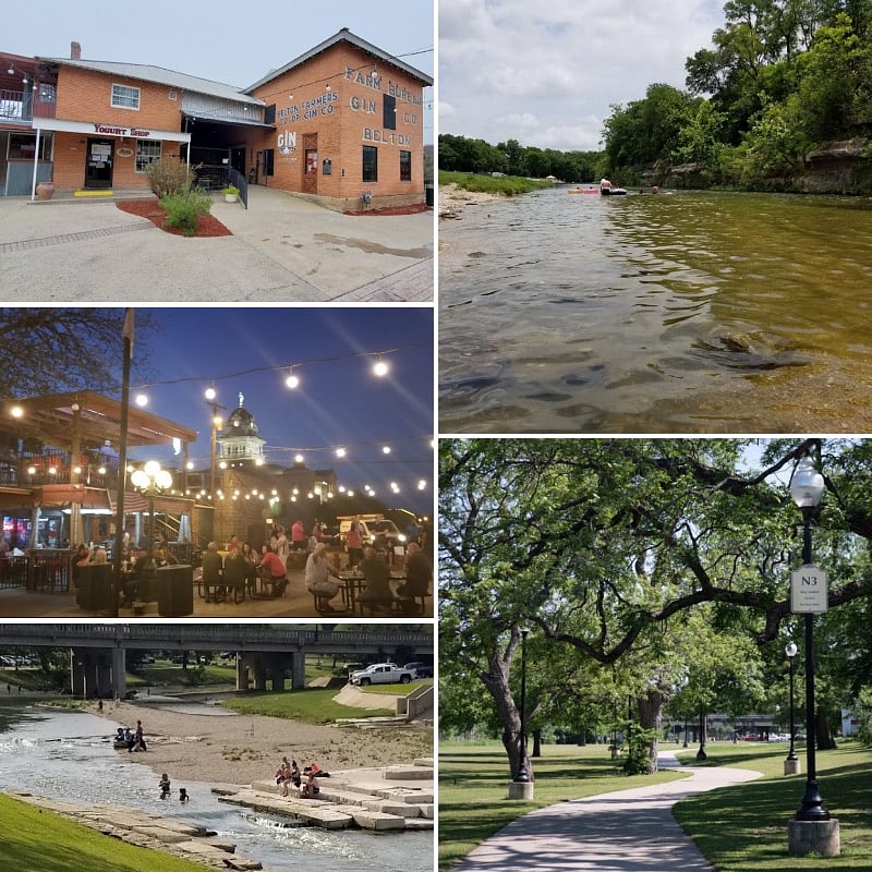 Downtown Belton is great day or night. This is the area called the Gin at Nolan Creek. Great restaurants, lovely lighted hiking trail and a dip in the creek is hard to beat!