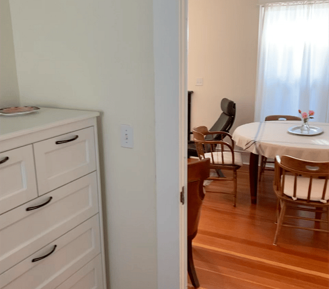 View from the second bedroom into the living room.