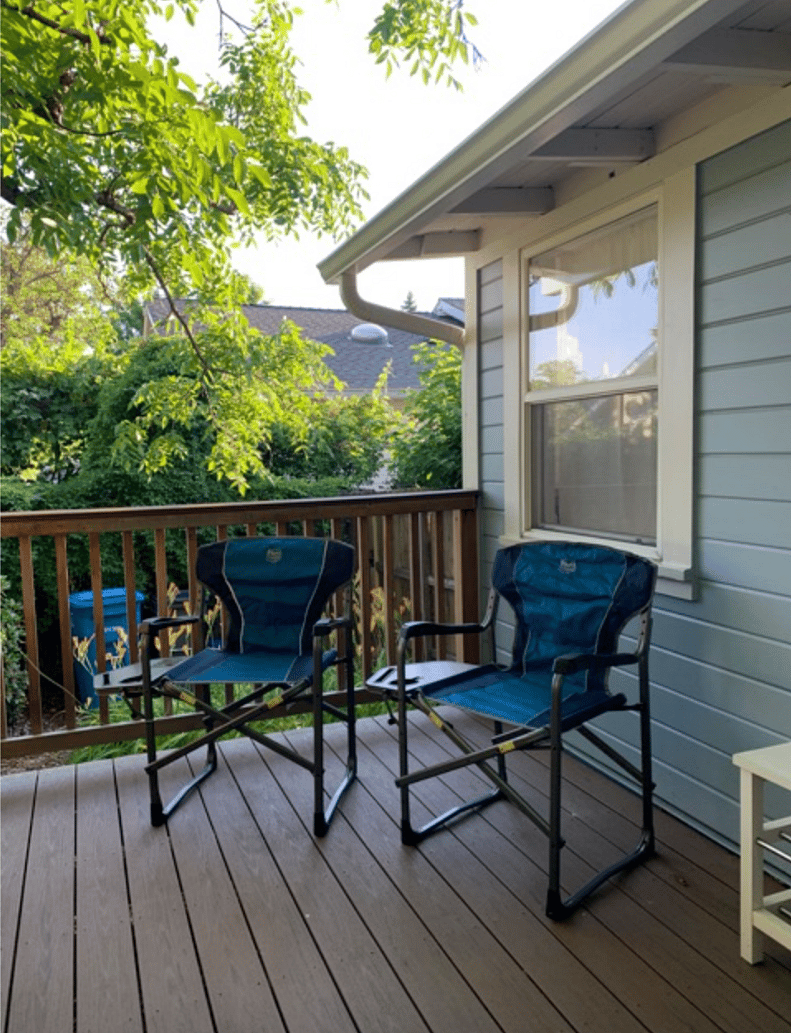 Enjoy the quiet and privacy on the back deck under the shade of the walnut tree.