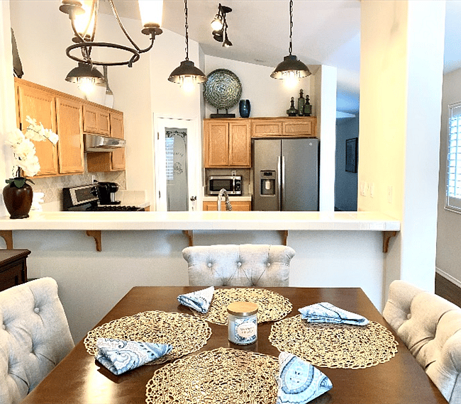 dining area view of full Kitchen.