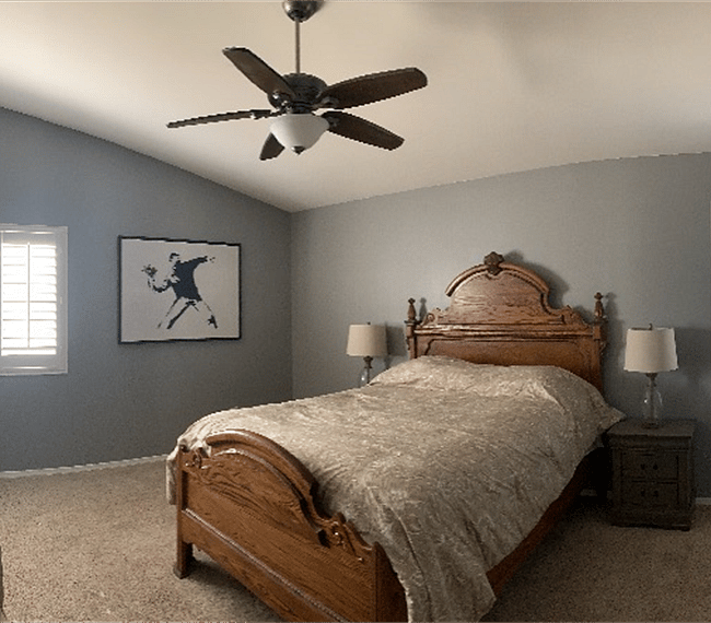 Master bedroom also includes smart TV, Celling fan with remote control feature. 