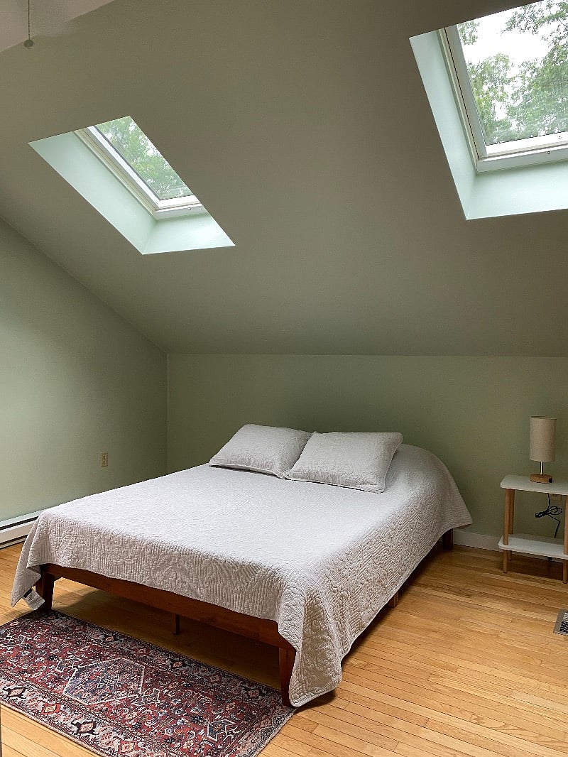 Bedroom 2 skylights have solar powered black out shades.