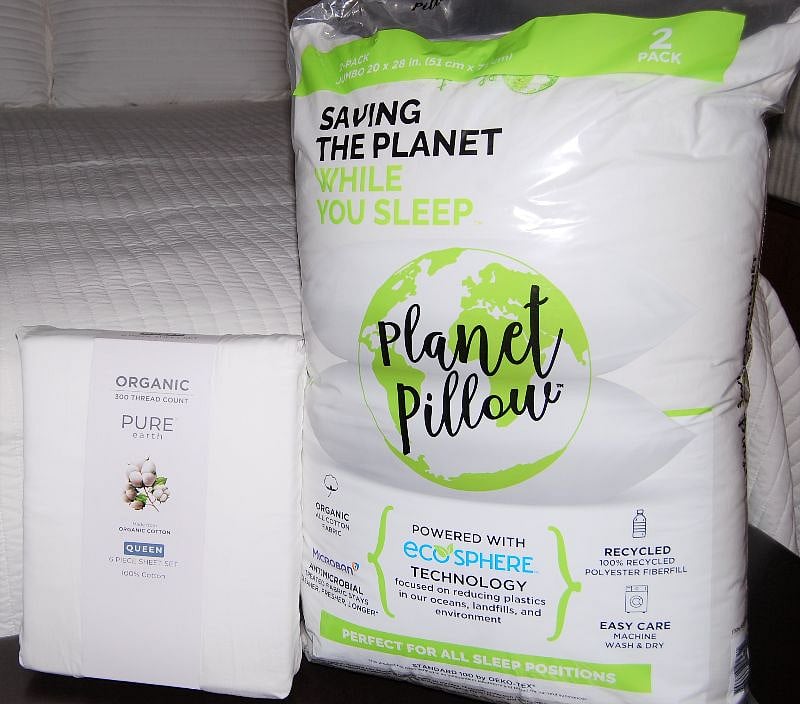 Organic sheets and planet friendly pillows.