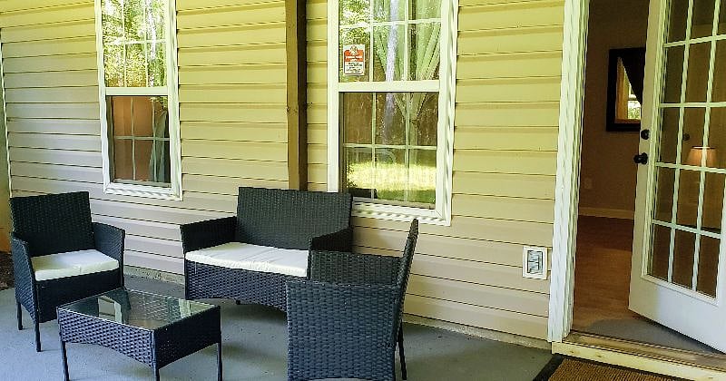 Your private patio overlooking the backyard