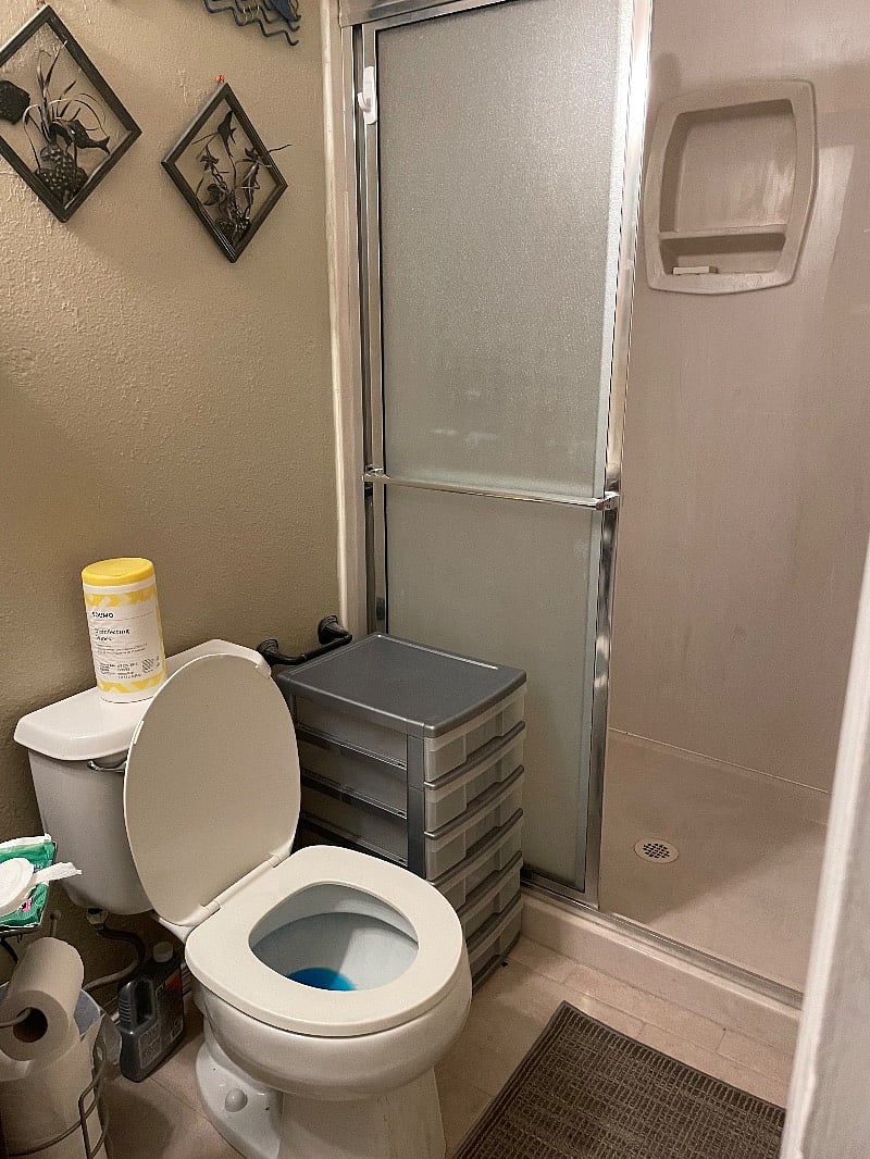 Tons of storage in the bathroom for all of your creams and toiletries