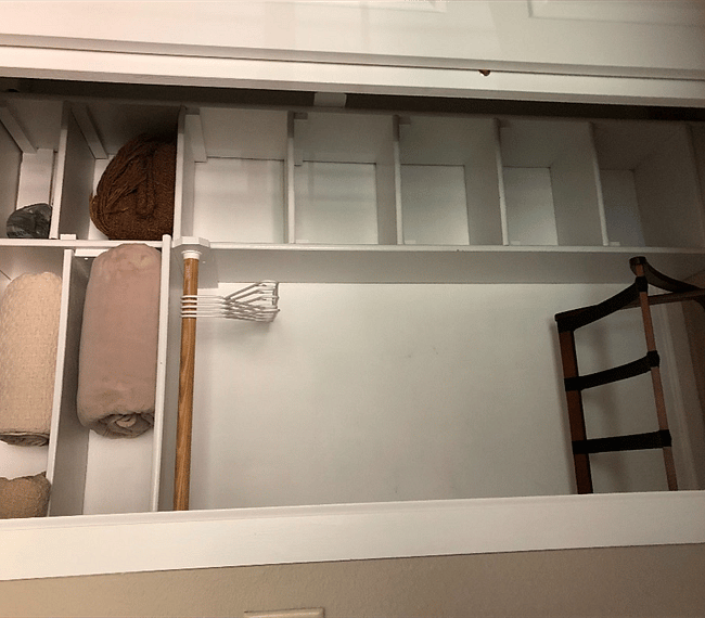 Lots of storage space in the double closet 