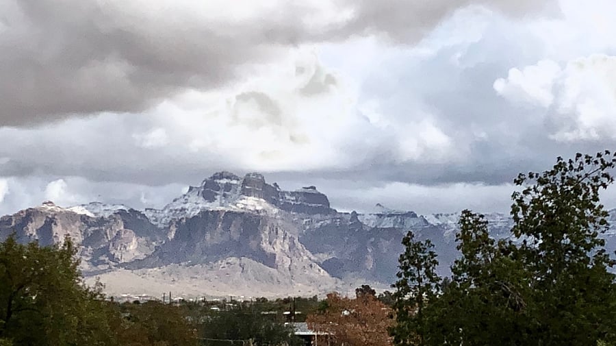 View of the Superstition Mountains from the property.