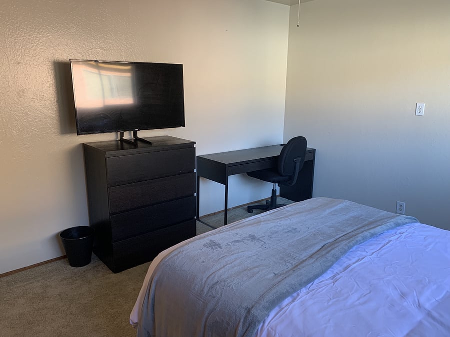 Desk in large bedroom