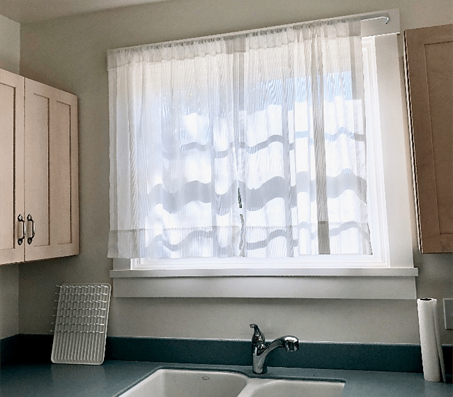 Western sun over the sink.