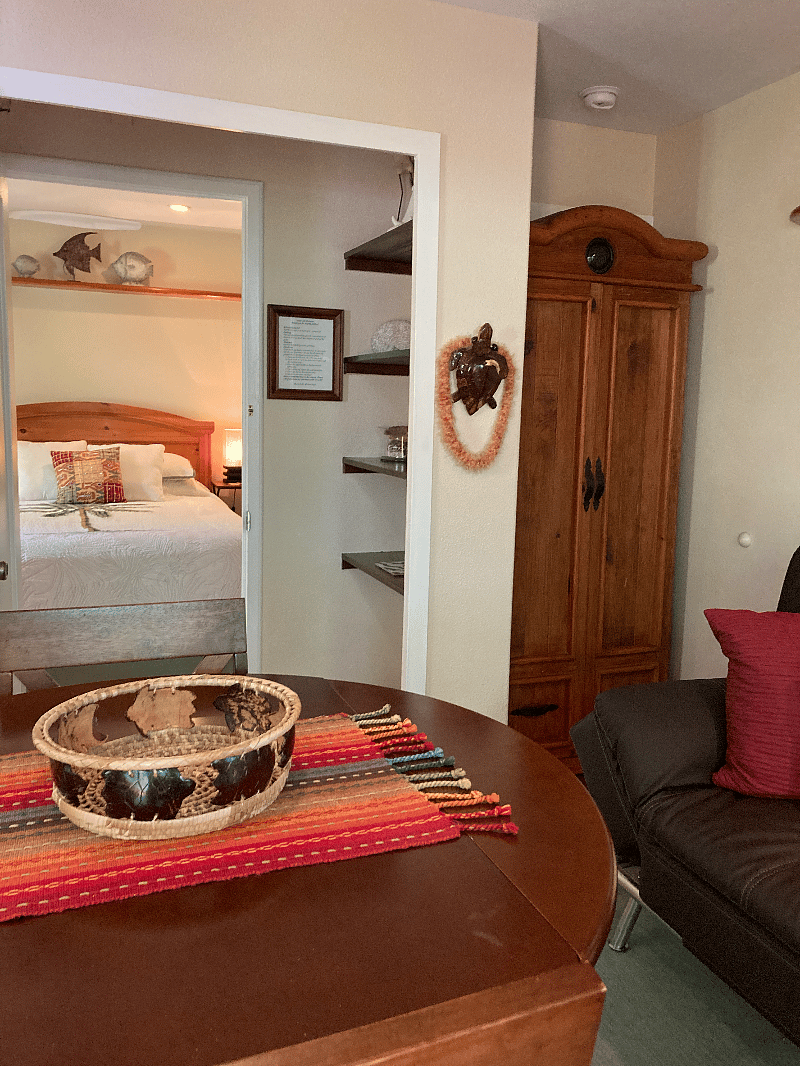 Another view into the bedroom from the sitting/kitchenette.