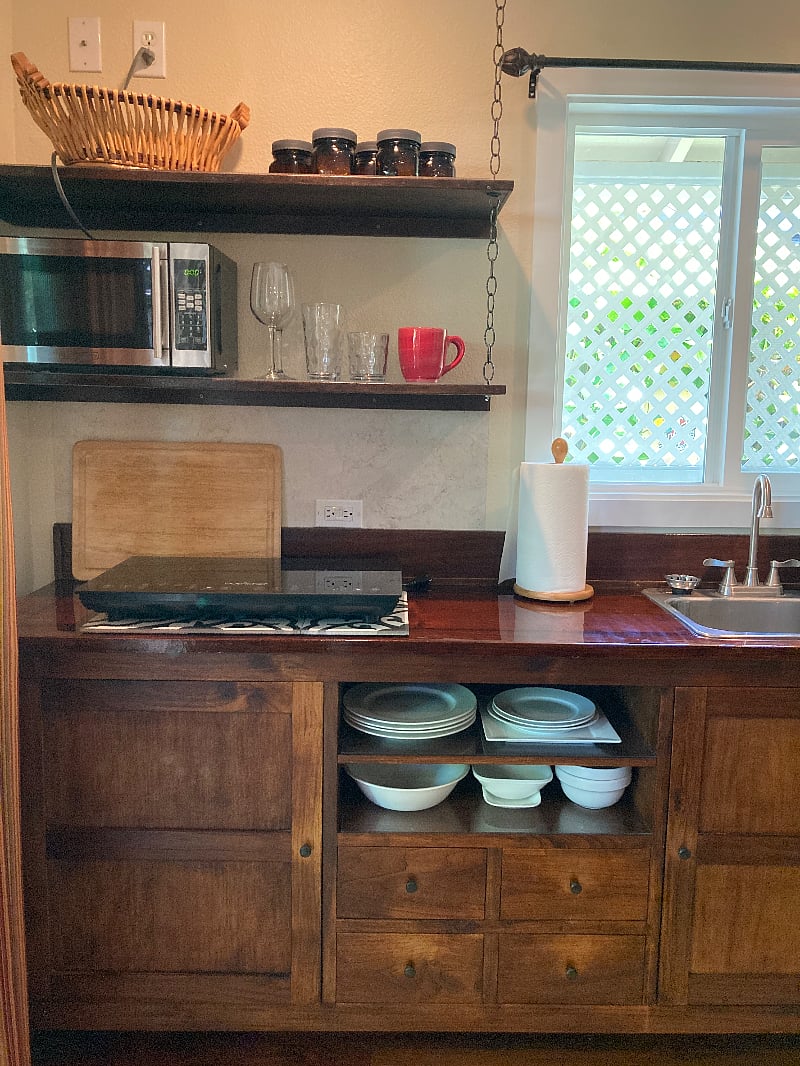 All of the kitchen appliances and necessary eating accessories are included.