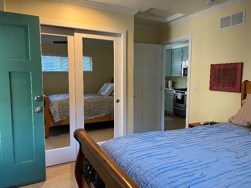 only one full bedroom with back door that opens