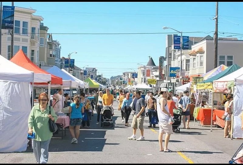 Sunday morning farmers market right outside front door.