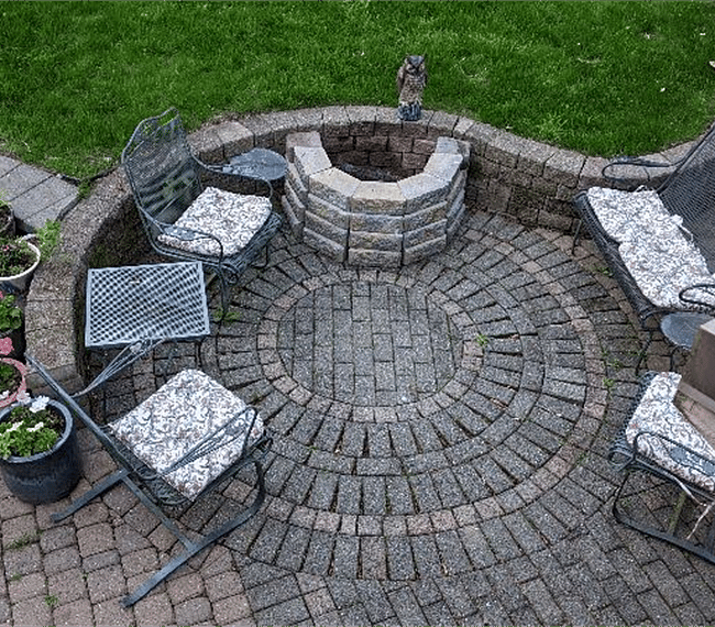 Backyard fire pit - our sunny spot in the moorning and evening.