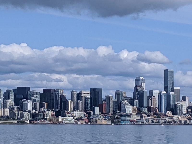 Seattle coming toward it on the Bainbridge ferry