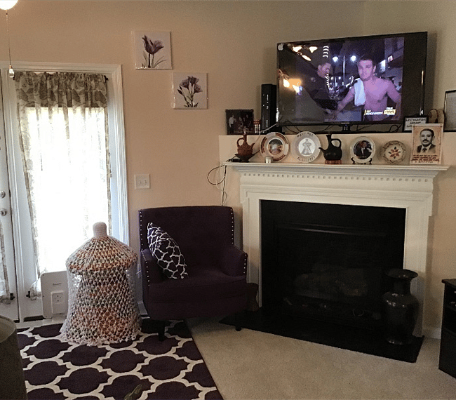Living room with fireplace
