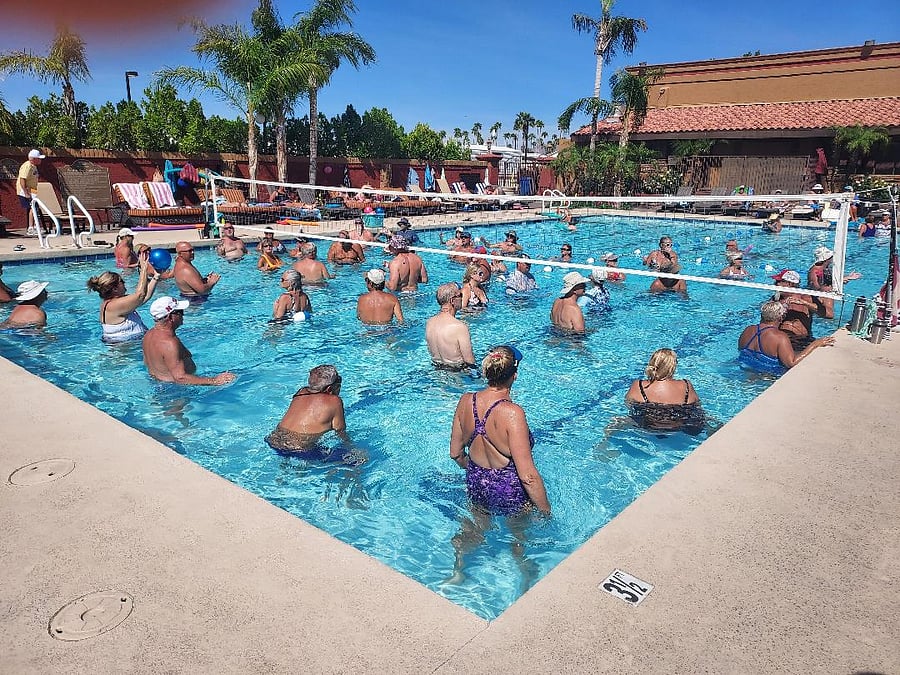 water volleyball at the main pool