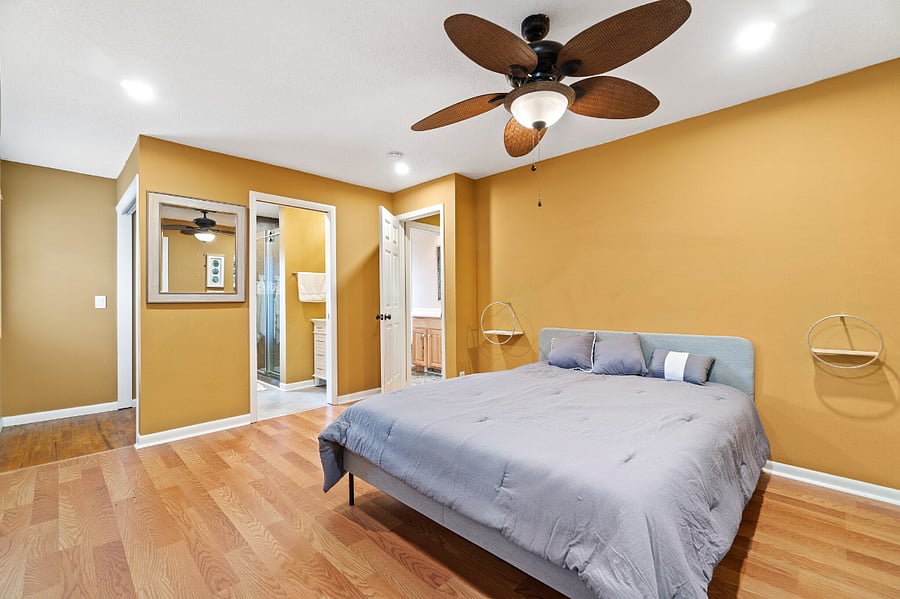 Master bedroom. Private bathroom and walk-in closet.