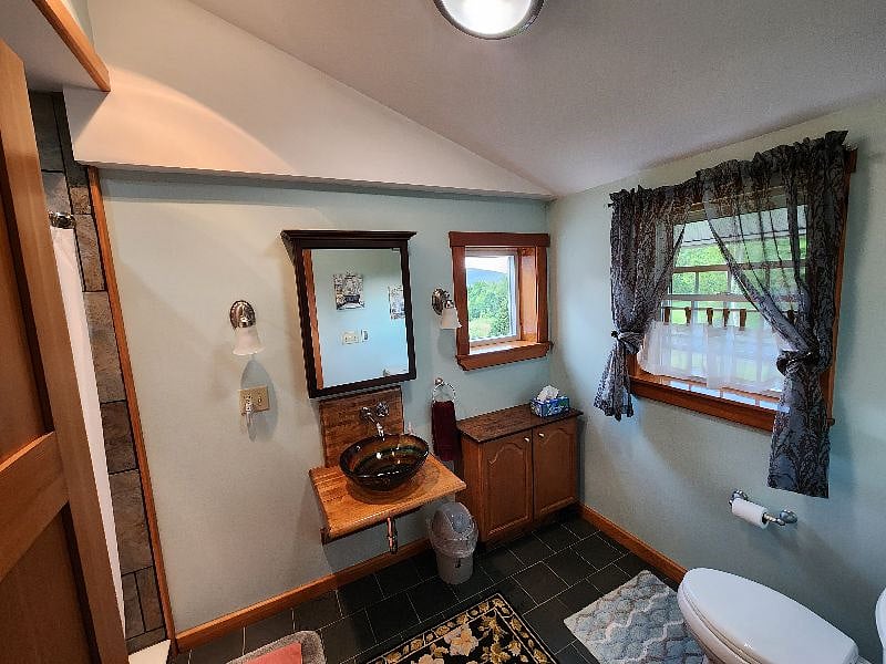 Bathroom with a view of Stowe