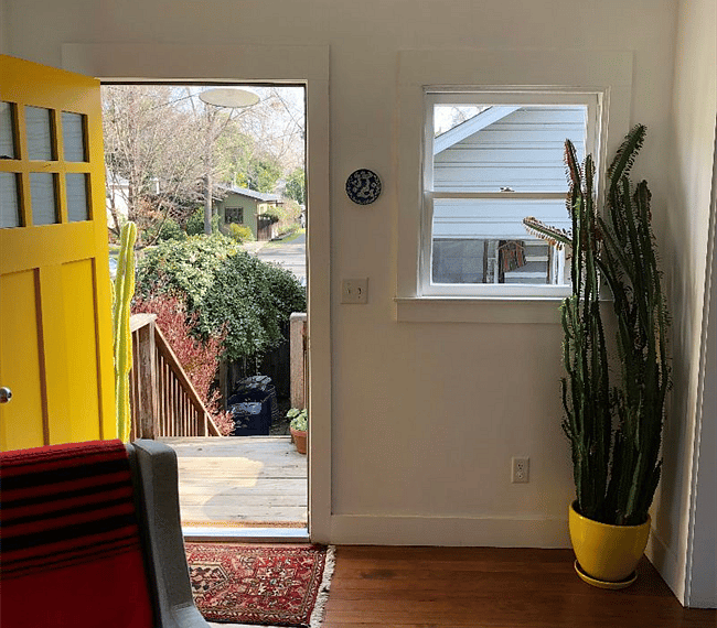front door and deck