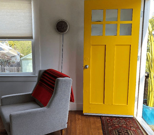 front door and chair