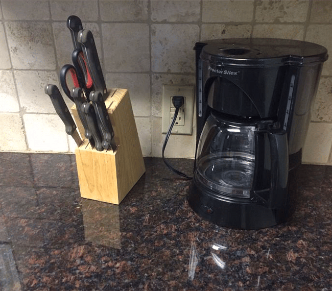 coffee maker and all the basic needs to cook