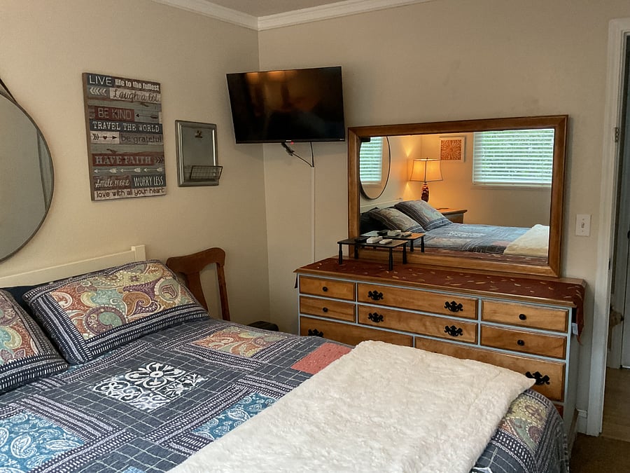 Bedroom for rent. Large newly restored dresser.
