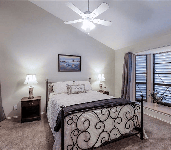 Second bedroom Queen, cathedral ceilings, double closet and bathroom