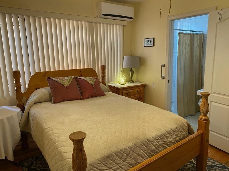 CURRENTLY AVAILABLE
Comfortable bedroom with your own private bathroom, mini-split AC/Heater and a 50" T.V.