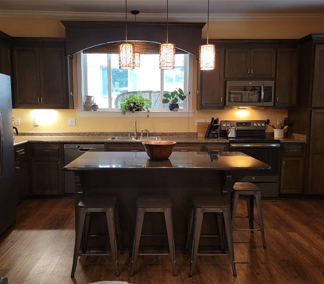 Kitchen with Large Granite Island