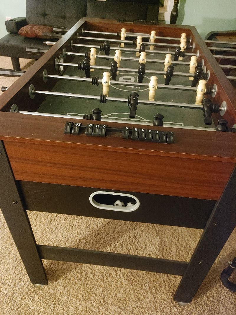 enjoy a foosball game, also an air hockey table