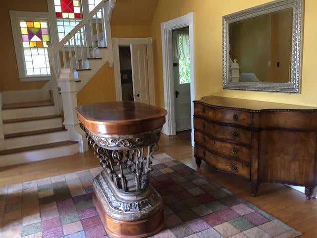 Entrance way, downstairs bath and stairway