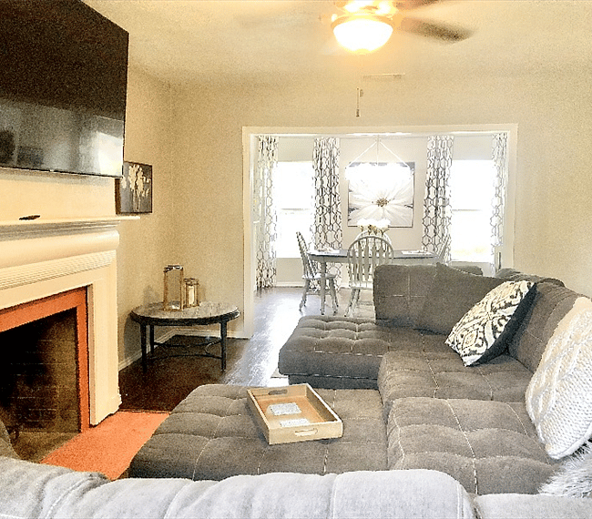 Cute fireplace for winter. 70 smart tv. WiFi included.